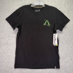 Smartwool Shirt Mens XXS Black Green Go Far Feel Good Merino Wool Short Sleeve